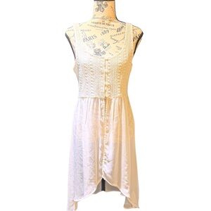 Vintage Hollister Crochet Boho Cottagecore Flowy Cream Sleeveless Top Size Small